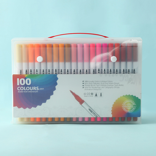White  100 COLOURS Dual-Tip Watercolor Marker Set - Colors Washable Art Pens with Brush & Fine Tips for Kids, Students & Artists