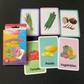 4-Set  Kids Early Education Flash Cards, Montessori Cognitive Development Toys for Toddlers Ages 4+, Educational Gift for Boys Girls【Vegetables+Fruits+Colour+Body Parts】