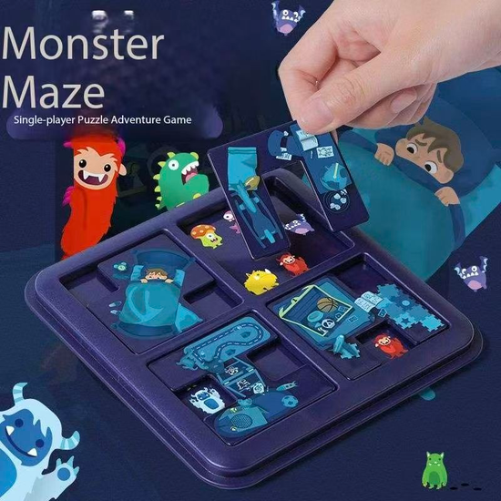 Monster Maze Puzzle Game 60 Challenges Logic Brain Teaser Parent-Child Interactive Board Game Concentration Training Plastic Material 4+ Years Educational Toy