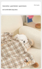 M size 2-Piece Plaid Puppy Pet Blanket and Pillow Set - Soft Cotton Plush Sleeping Mat for Dogs and Cats, All-Season Reversible Cushion Bed with Cute Bear Pillow, Machine Washable Pet Bed Accessories