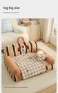 M size 2-Piece Plaid Puppy Pet Blanket and Pillow Set - Soft Cotton Plush Sleeping Mat for Dogs and Cats, All-Season Reversible Cushion Bed with Cute Bear Pillow, Machine Washable Pet Bed Accessories
