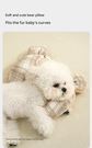 M size 2-Piece Plaid Puppy Pet Blanket and Pillow Set - Soft Cotton Plush Sleeping Mat for Dogs and Cats, All-Season Reversible Cushion Bed with Cute Bear Pillow, Machine Washable Pet Bed Accessories