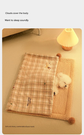 M size 2-Piece Plaid Puppy Pet Blanket and Pillow Set - Soft Cotton Plush Sleeping Mat for Dogs and Cats, All-Season Reversible Cushion Bed with Cute Bear Pillow, Machine Washable Pet Bed Accessories