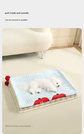 M size 2-Piece Plaid Puppy Pet Blanket and Pillow Set - Soft Cotton Plush Sleeping Mat for Dogs and Cats, All-Season Reversible Cushion Bed with Cute Bear Pillow, Machine Washable Pet Bed Accessories
