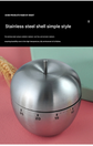 Apple Shape Stainless Steel Kitchen Timer Mechanical Cooking Timer -  Wind-Up 60 Minute Countdown Timer - Loud Ring 72dB Baking Tool with Non-Slip Base - Battery-Free Analog Timer for Home Office