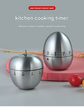 Apple Shape Stainless Steel Kitchen Timer Mechanical Cooking Timer -  Wind-Up 60 Minute Countdown Timer - Loud Ring 72dB Baking Tool with Non-Slip Base - Battery-Free Analog Timer for Home Office
