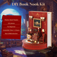 DIY Book Nook Kit Book Theater 3D Wooden Puzzle Miniature Dollhouse Bookshelf Insert with LED Light, 222 Pieces Bookend Decor for Adults Teens, Creative Gift for Book Lovers