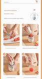 Portable Manual Citrus Juicer Hand Press Lemon Orange Squeezer 2-in-1 Reamer with Built-in 470ml Cup, PP Material Lightweight Fruit Juicer for Kitchen Travel Camping, Easy Clean