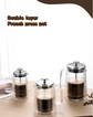650ML Double Wall Glass French Press Coffee Maker - Borosilicate Glass Coffee Plunger with 304 Stainless Steel Filter, Heat Resistant Vertical Ribbed Design for Home Brewing