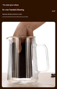 1000ML Double Wall Glass French Press Coffee Maker - Borosilicate Glass Coffee Plunger with 304 Stainless Steel Filter, Heat Resistant Vertical Ribbed Design for Home Brewing