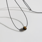 Vintage Geometric Natural Stone Bead Pendant Necklace Adjustable Black Rope Collarbone Chain Unisex Boho Jewelry Gift-Tiger&