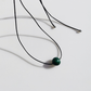 Vintage Geometric Natural Stone Bead Pendant Necklace Adjustable Black Rope Collarbone Chain Unisex Boho Jewelry Gift-malachite