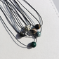 Vintage Geometric Natural Stone Bead Pendant Necklace Adjustable Black Rope Collarbone Chain Unisex Boho Jewelry Gift-malachite