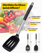 Black 2-Piece Silicone Spatula Set Slotted Turner Solid Turner Stainless Steel Handle Heat Resistant Non-Stick Cookware Kitchen Utensils