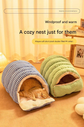S size Yellow Plaid Cat Cave Bed Winter Warm Enclosed Pet House Cozy Cat Sleeping Bag Semi-Enclosed Cat Nest Small Dog Bed PP Cotton Filling Washable Pet Supplies
