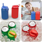 Grey Reusable Soda Can Lid with Straw and Carrying Handle - Spill-Proof Plastic Can Cover for Standard 2.13 Inch Cans, Portable Beverage Protector with Flip-Top Design, BPA-Free Drink Can Converter for Outdoor Parties BBQs Camping