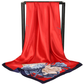 Red Dragonfly and Lotus Flower Painting Elegant 90x90cm Satin Silk Scarf for Women - Double-Sided Printed Square Headscarf Shawl Wrap - Lightweight Versatile Fashion Accessory for Mother&