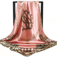 Pink Leopard Print Chain Pattern Elegant 90x90cm Satin Silk Scarf for Women - Double-Sided Printed Square Headscarf Shawl Wrap - Lightweight Versatile Fashion Accessory for Mother&