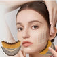 Zebra print Lymphatic Contour Face Brush - Curved Facial Eye Neck Massage Tool - Nylon Bristle Body Brush for Skin Tightening Circulation Detox - Plastic Handle Dry Brushing