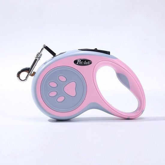 Pink Automatic Retractable Dog Leash - 3M Extendable Lead with One-Handed Brake Lock - ABS Casing, Ergonomic Grip, Tangle-Free Nylon Tape, Outdoor Walking Essential