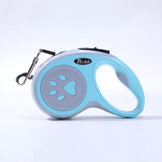 Blue Automatic Retractable Dog Leash -  5M Extendable Lead with One-Handed Brake Lock - ABS Casing, Ergonomic Grip, Tangle-Free Nylon Tape, Outdoor Walking Essential