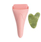 2-piece Pink Face Ice Roller with Gel Cooling Head and Gua Sha Board- Reusable PP and Gel Cold Massage Tool for De-Puffing, Soothing, and Refreshing Skin, Easy to Freeze, Comfortable Grip, Daily Skincare Essential