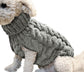 Grey L size Cosy Cable Knit Dog Jumper -  Warm Winter Pet Clothing, Soft High Neck Design, Small to Medium Dogs, Easy Wear Pullover Style, Ideal for Chilly Evenings and Outdoor Walks
