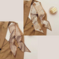 2-piece Coffee Geometric and Stripes French Style Long Silk Scarf - Coffee  Print - Versatile Skinny Neck Ribbon, Hair Tie, Bag Handle Accessory, Elegant Office Wear, Lightweight Polyester