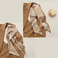 2-piece Coffee Geometry and Strawberry French Style Long Silk Scarf - Coffee  Print - Versatile Skinny Neck Ribbon, Hair Tie, Bag Handle Accessory, Elegant Office Wear, Lightweight Polyester