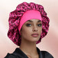 Pisces -Rose Red Leopard Print Satin Sleep Bonnet -  Large Size Hair Protection Cap with Elastic Band, Soft Lined for Curly Hair, Night Wear and Spa Use