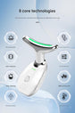 White Neck and Face Massager - 3 Colour Light Therapy, EMS Microcurrent, Vibration & Heat - Rechargeable Anti-Ageing Device for Wrinkles, Neck Lines, Jawline & Skin Tightening - Portable Home Beauty Tool