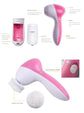 Pink 5-in-1 Electric Facial Cleansing Brush - Rotating Face Scrubber with 5 Interchangeable Heads for Deep Pore Cleaning, Exfoliating & Massaging - Battery Operated (2 x AA, Not Included)