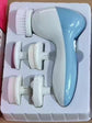 Blue 5-in-1 Electric Facial Cleansing Brush - Rotating Face Scrubber with 5 Interchangeable Heads for Deep Pore Cleaning, Exfoliating & Massaging - Battery Operated (2 x AA, Not Included)
