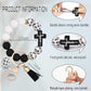 Black and White Silicone Bead Keychain with Cross Charm, Rhinestone Ring &short  Tassel - Religious Silicone Beaded Key Ring, Lightweight & Durable
