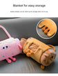Brown Puppy 80*100cm Cartoon Hand-Carry Roll-Up Blanket - Plush Flannel Nap Blanket with Pillow Function, Portable Office & Travel Throw for Home, Car, and Sofa Use - Soft, Machine Washable, Multi-Scene Use