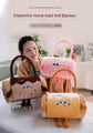Brown 100*170cm Cartoon Hand-Carry Roll-Up Blanket - Plush Flannel Nap Blanket with Pillow Function, Portable Office & Travel Throw for Home, Car, and Sofa Use - Soft, Machine Washable, Multi-Scene Use