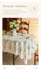cream-colored 135*135 Dimensions include lace French Vintage Tablecloth - Pearl Yarn Polyester with Pleated Ruffle Edge - Floral Print Table Cover for Dining, Coffee Table, Bedside, Home Decor, Party, Gift Ready