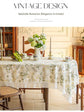 cream-colored 135*135 Dimensions include lace French Vintage Tablecloth - Pearl Yarn Polyester with Pleated Ruffle Edge - Floral Print Table Cover for Dining, Coffee Table, Bedside, Home Decor, Party, Gift Ready