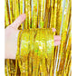 5-piece Golden Laser Tinsel Foil Fringe Curtain - 1*1m Metallic Party Streamer Backdrop for Birthday, Wedding, Christmas, New Year & Event Decoration - Shimmering Photo Booth & Doorway Prop