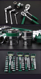 Green 14-Piece 1/4-Inch Drive 24-Tooth Ratchet & Socket Set — High-Carbon Steel, Mirror-Polished Socket Wrench Tool Kit — Automotive Repair Tool Set with Quick-Release Ratchet — Ideal for Car Maintenance, Mechanical Repairs, and DIY Projects