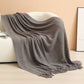 Dark grey Elegant Openwork Knitted Throw Blanket with Tassels - 130x230cm Large Decorative Soft Sofa Blanket for Living Room & Bedroom - Breathable Cozy Cover for Travel & Office Nap