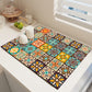 Diatom Mud Kitchen Counter Mat - Quick Dry Absorbent Non-Slip Draining Pad for Sink Benchtop 50cm x 80cm(Shadows on the Lattice Window)