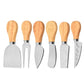 6-Piece Stainless Steel Cheese Knife Set with Wooden Handles - Cheese Knife Fork Butter Spatula for Home Kitchen Baking