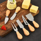 6-Piece Stainless Steel Cheese Knife Set with Wooden Handles - Cheese Knife Fork Butter Spatula for Home Kitchen Baking