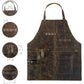 Retro PU Leather Apron - Multi-Pocket Cross-Neck Craftsman Workwear for Woodworking BBQ