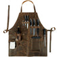Retro PU Leather Apron - Multi-Pocket Cross-Neck Craftsman Workwear for Woodworking BBQ