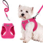 Rose red Breathable Dog Harness and Leash Set - Adjustable Reflective Pet Vest with Swivel Clip(Size: M)