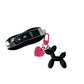 2-Piece Black Balloon Dog Keychain Set with Heart Charm Bag Pendant Cute Couple Gift