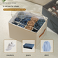 Beige Foldable Fabric Shoe Storage Box with Compartments Dustproof Moistureproof