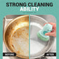 Green Cartoon Press Dishwashing Brush with Replaceable Sponge Heads Kitchen Pot Cleaner
